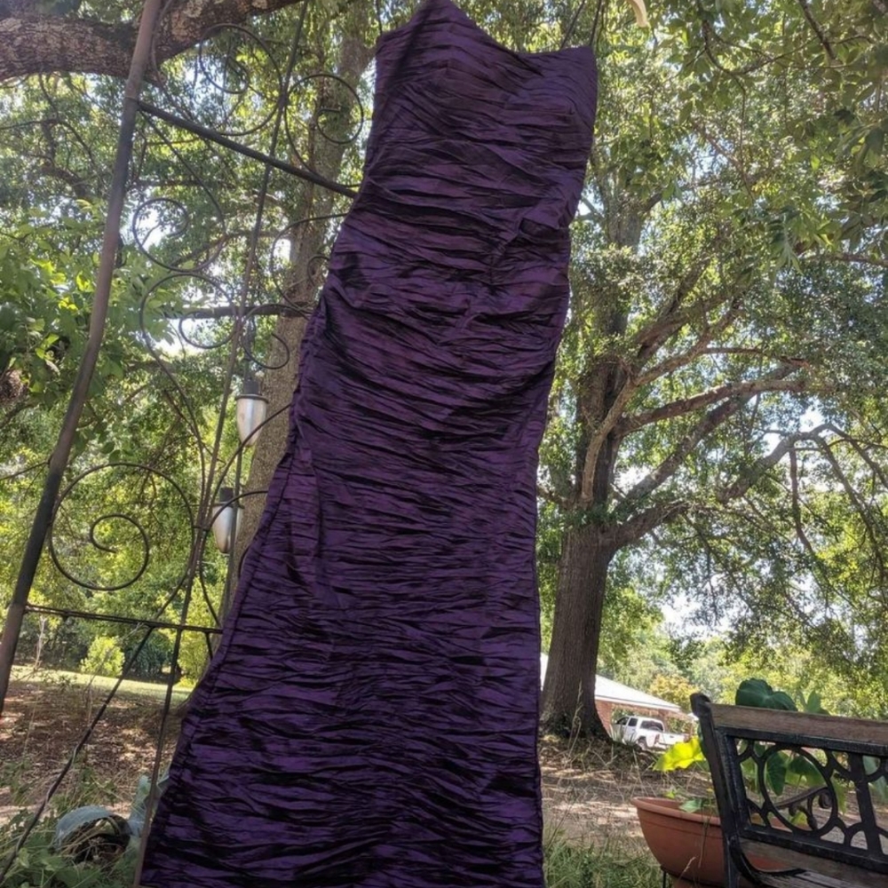 Plum Ruched Taffeta Formal Dress Alex Evenings. Size: 12